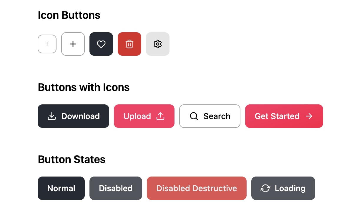 Button variants story render